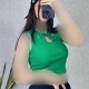 کراپ زنانه کبریتی یقه اشکی بدون آستین -سرمه ای