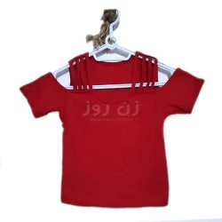 کراپ زنانه و دخترانه سرشانه باز بندی-زرشکی
