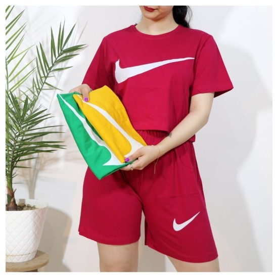 ست کراپ و شورتک طرح نایک (Nike)-نوک مدادی