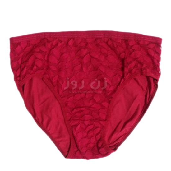 شورت زنانه نخی جلوتور طرح برگ سایز(XL)-زرشکی