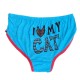 شورت زنانه نخی پشت  چاپی i love my cat سایز(XL)-آبی طرح 2