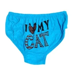 شورت زنانه نخی پشت  چاپی i love my cat سایز(XL)-آبی