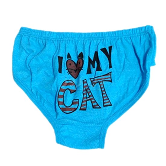 شورت زنانه نخی پشت  چاپی i love my cat سایز(XL)-آبی