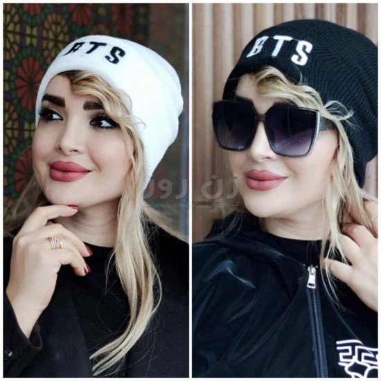کلاه زمستانی زنانه و دخترانه طرح BTS (بی تی اس) -سفید کلاه زمستانی زنانه و دخترانه طرح BTS (بی تی اس) -سفید