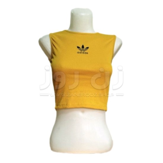 کراپ تاپ بدون آستین کبریتی طرح آدیداس (Adidas) -زرد کراپ تاپ بدون آستین کبریتی طرح آدیداس (Adidas) -زرد