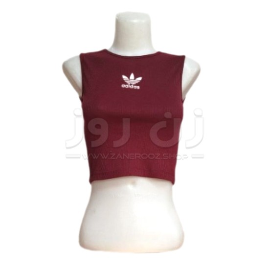 کراپ تاپ بدون آستین کبریتی طرح آدیداس (Adidas) -زرشکی کراپ تاپ بدون آستین کبریتی طرح آدیداس (Adidas) -زرشکی