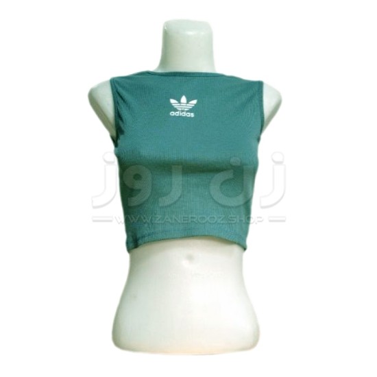 کراپ تاپ بدون آستین کبریتی آدیداس (Adidas) -سبزآبی کراپ تاپ بدون آستین کبریتی آدیداس (Adidas) -سبزآبی
