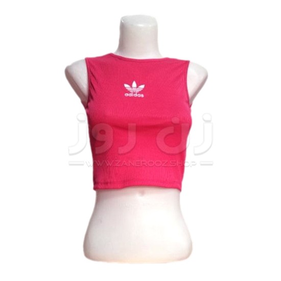 کراپ تاپ بدون آستین کبریتی طرح آدیداس (Adidas) -صورتی کراپ تاپ بدون آستین کبریتی طرح آدیداس (Adidas) -صورتی
