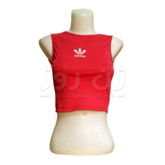کراپ تاپ بدون آستین کبریتی طرح آدیداس (Adidas) -گلبهی کراپ تاپ بدون آستین کبریتی طرح آدیداس (Adidas) -گلبهی