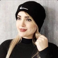کلاه زمستانی زنانه و دخترانه طرح نایک Nike - مشکی