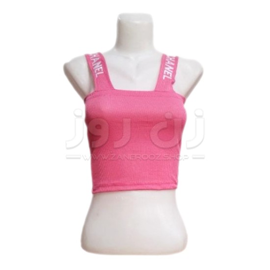 کراپ زنانه بدون آستین طرح شنل (chanel) رنگ صورتی کراپ زنانه بدون آستین طرح شنل (chanel) رنگ صورتی