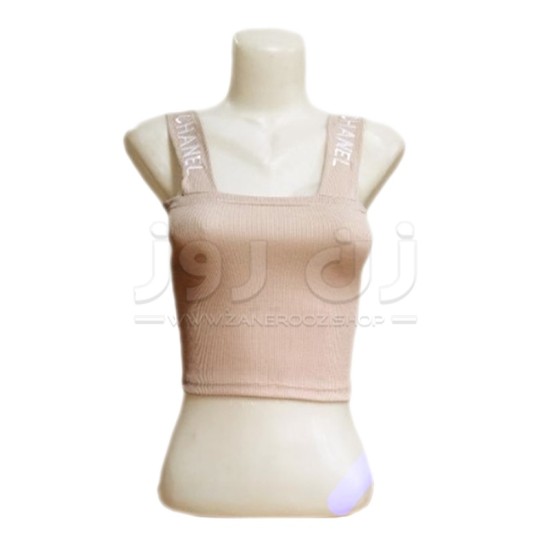 کراپ زنانه بدون آستین طرح شنل (chanel) رنگ کرم کراپ زنانه بدون آستین طرح شنل (chanel) رنگ کرم