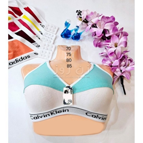 سوتین کلوین کلین Calvin Klein زنانه اسپورت لاکرا دورنگ-سایز 85-سبزآبی