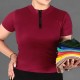 کراپ تاپ زنانه آستین کوتاه یقه زیپ دار -قرمز